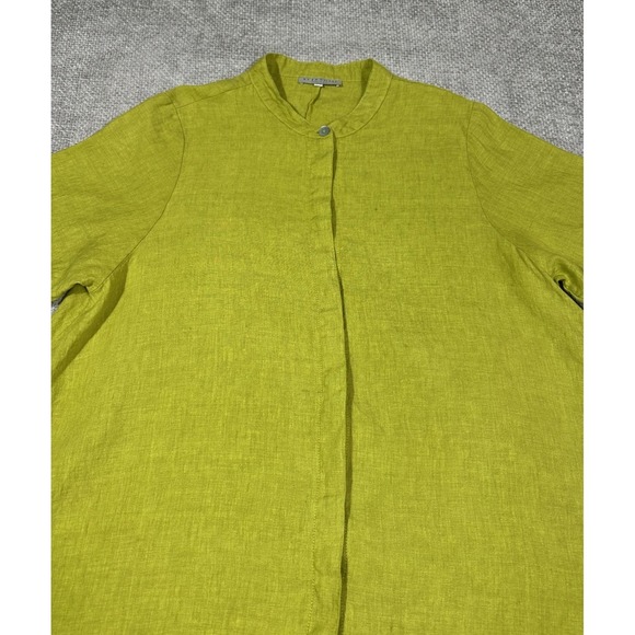 Bryn Walker Dress Womens XL Green Linen Button Front Lagenlook Tunic Oversized - Picture 4 of 11